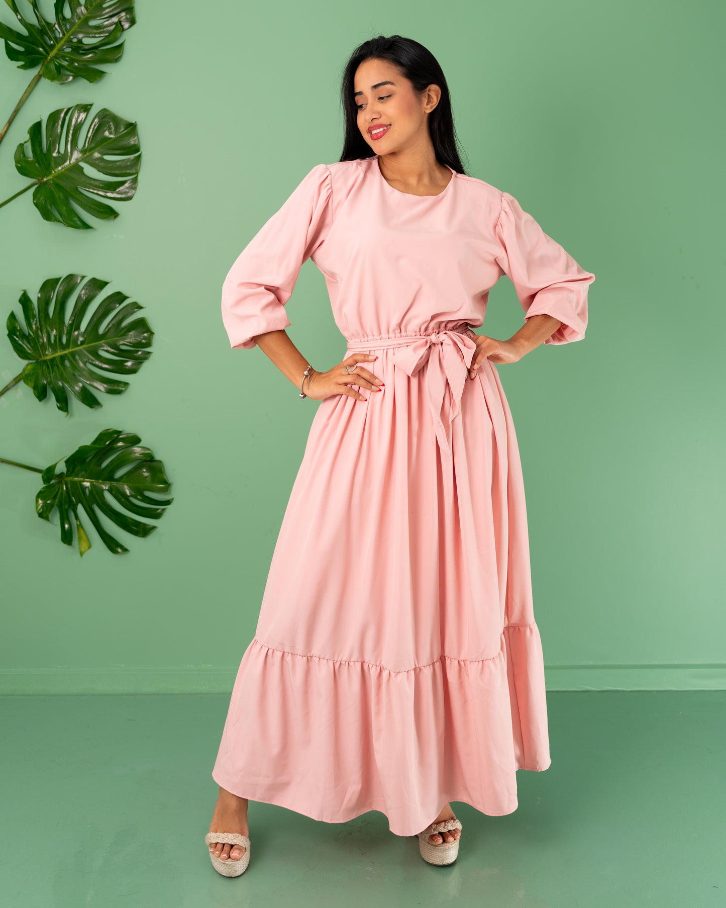 VESTIDO LARGO BOLERO MANGA 3/4 TELA RIHANNA