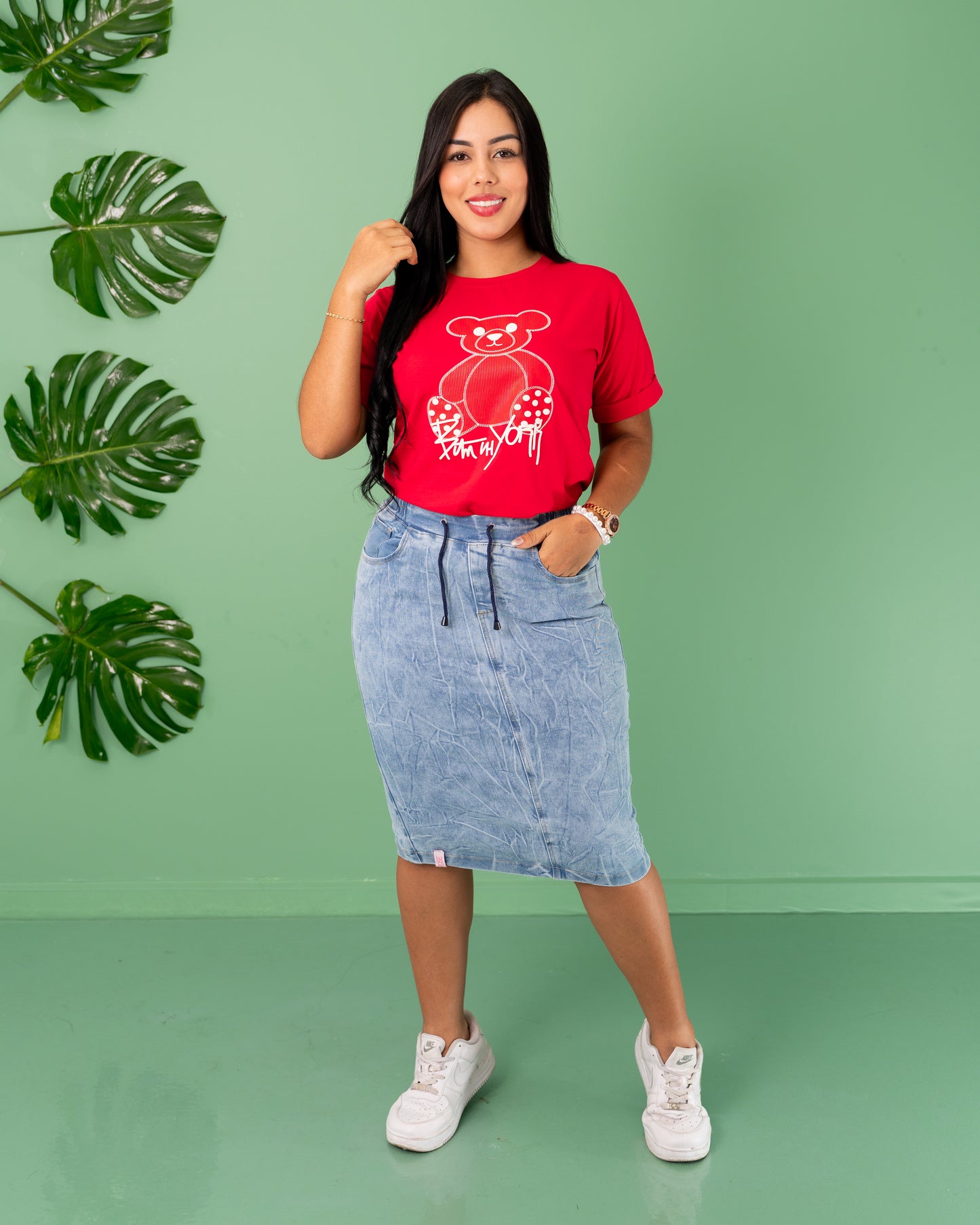 FALDA JEANS 3/4 ENRESORTADA CLASICA