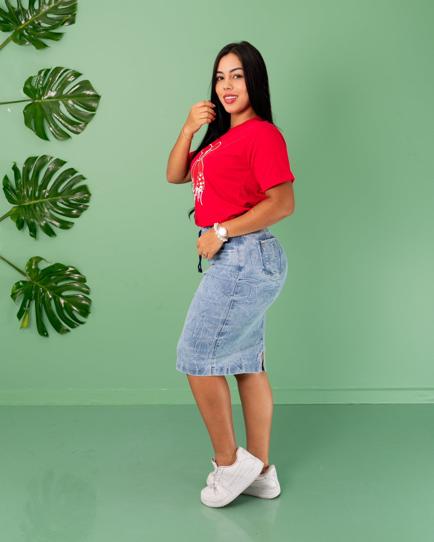FALDA JEANS 3/4 ENRESORTADA CLASICA