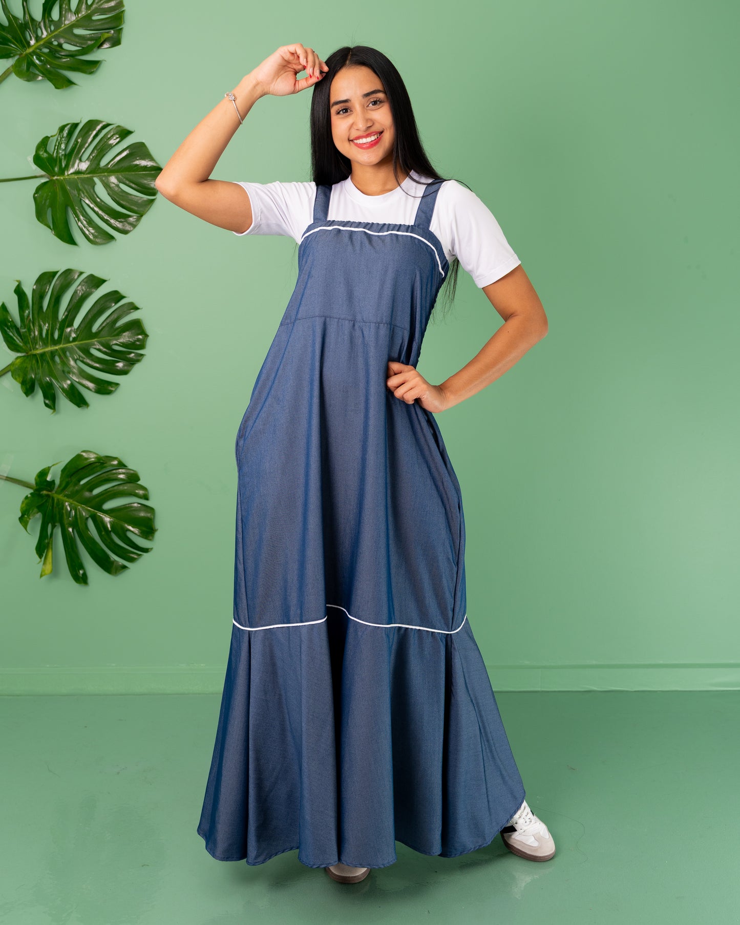 VESTIDO LARGO TELA CHAMBRAY CON BLUSA