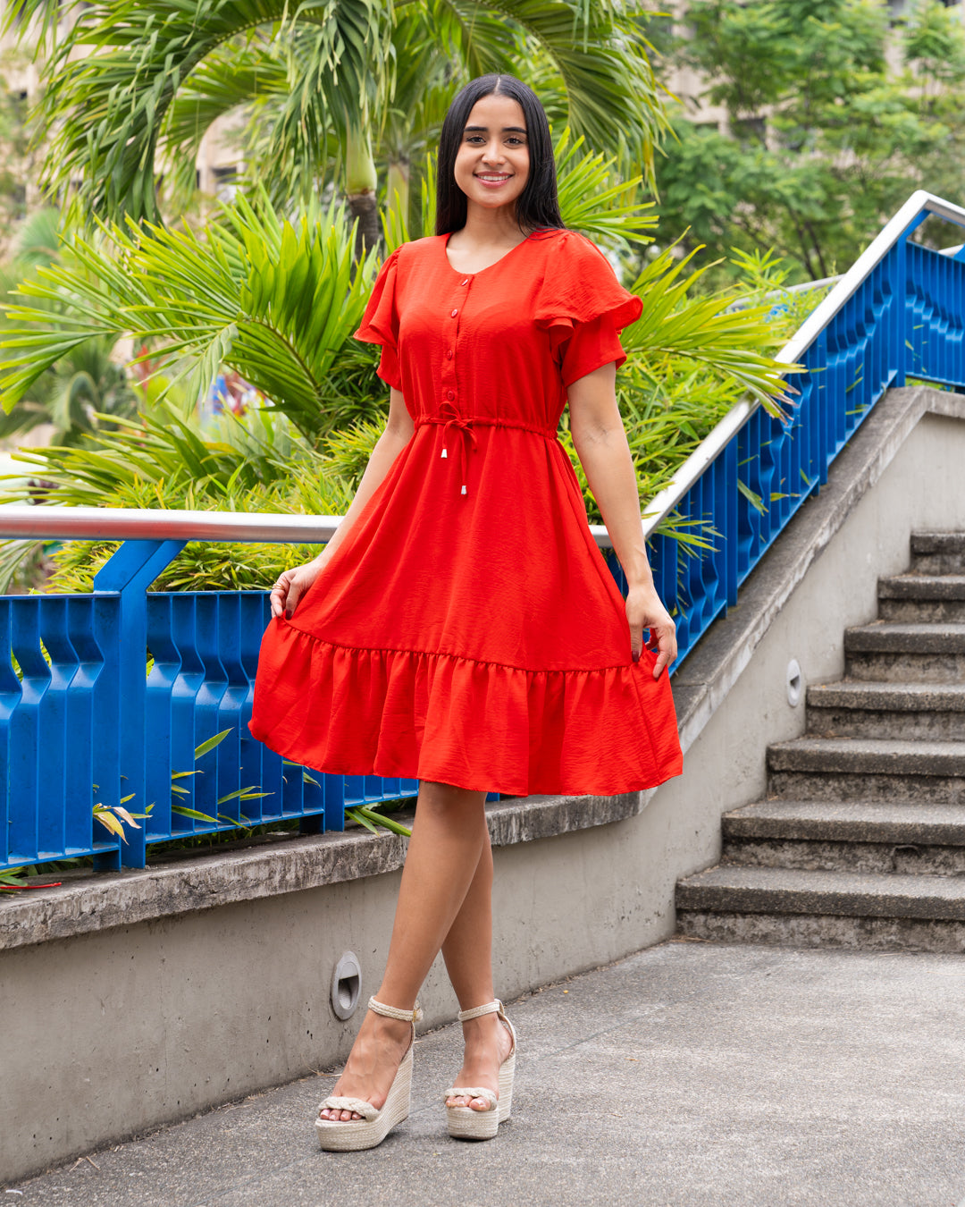 VESTIDO ROTONDO 3/4 MANGA CAMPANA
