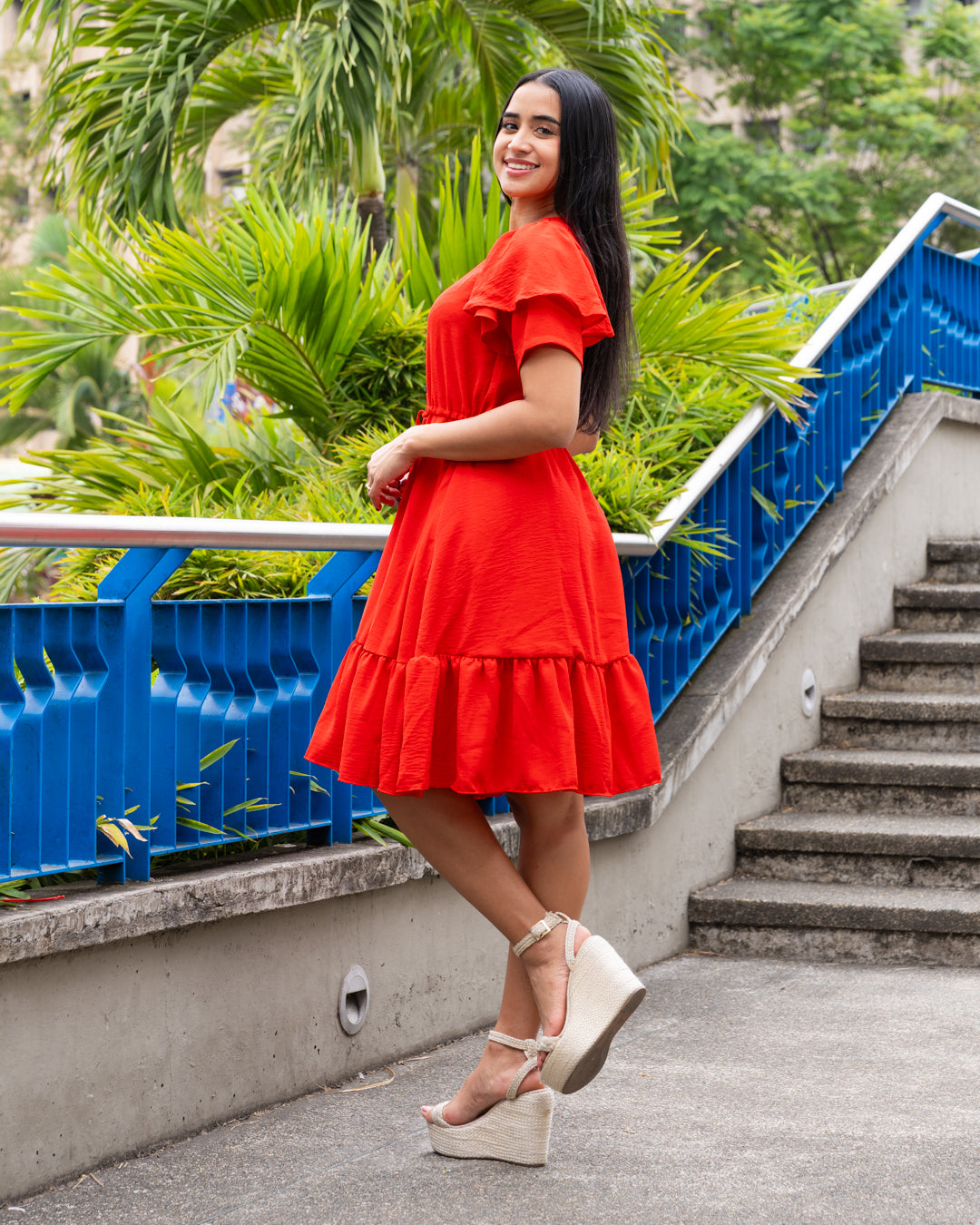 VESTIDO ROTONDO 3/4 MANGA CAMPANA