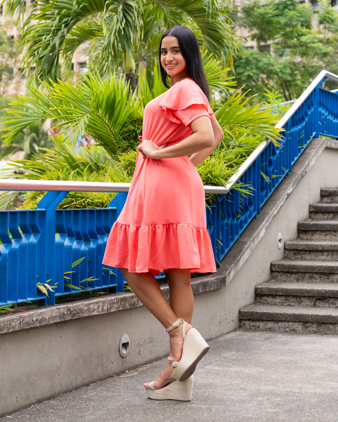 VESTIDO ROTONDO 3/4 MANGA CAMPANA
