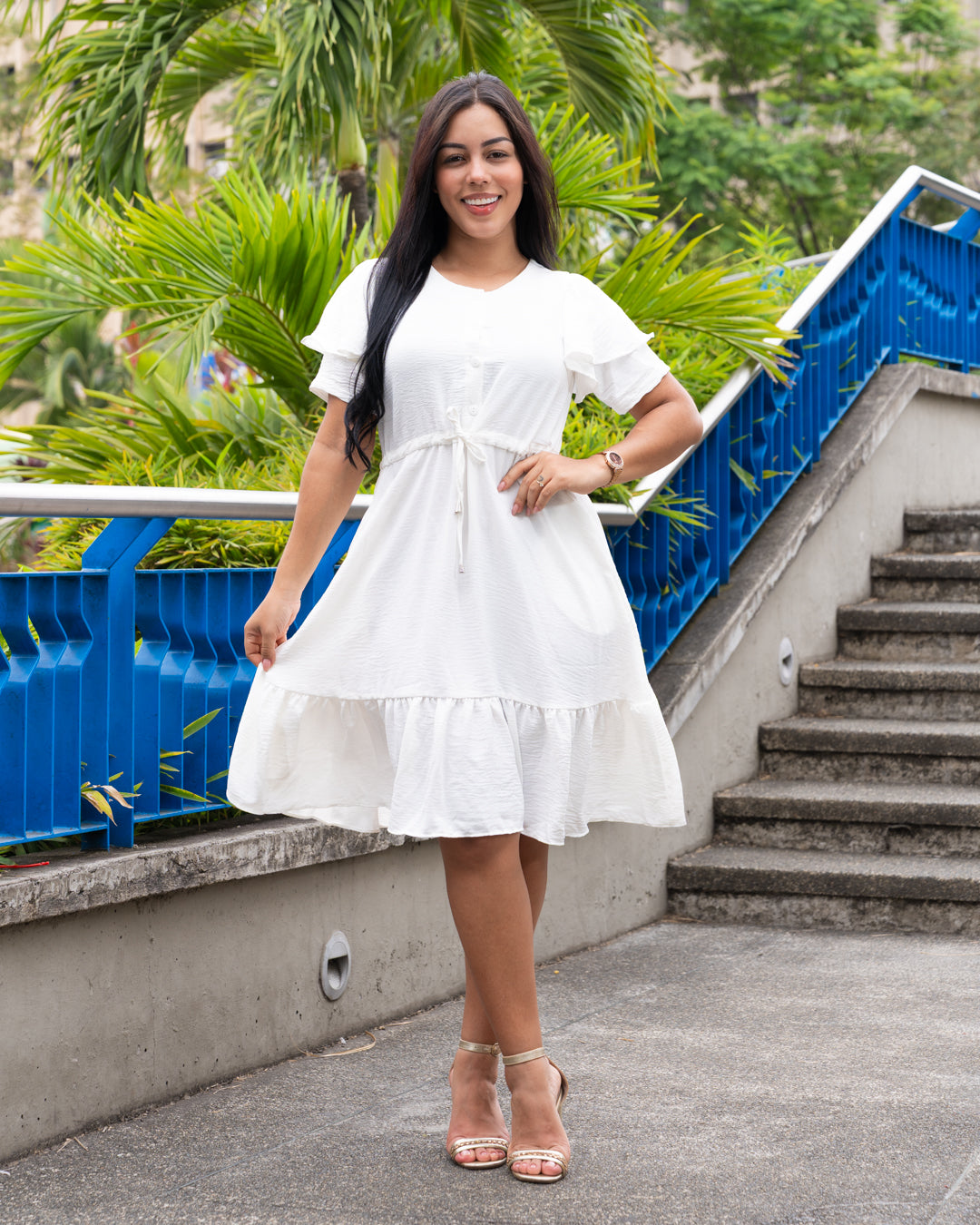 VESTIDO ROTONDO 3/4 MANGA CAMPANA