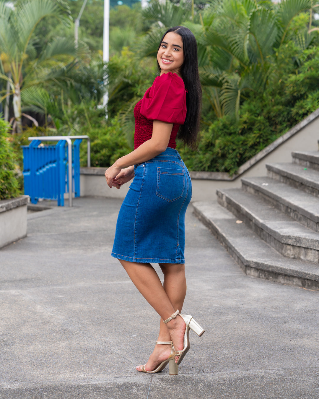 FALDA JEANS 3/4 CLASICA