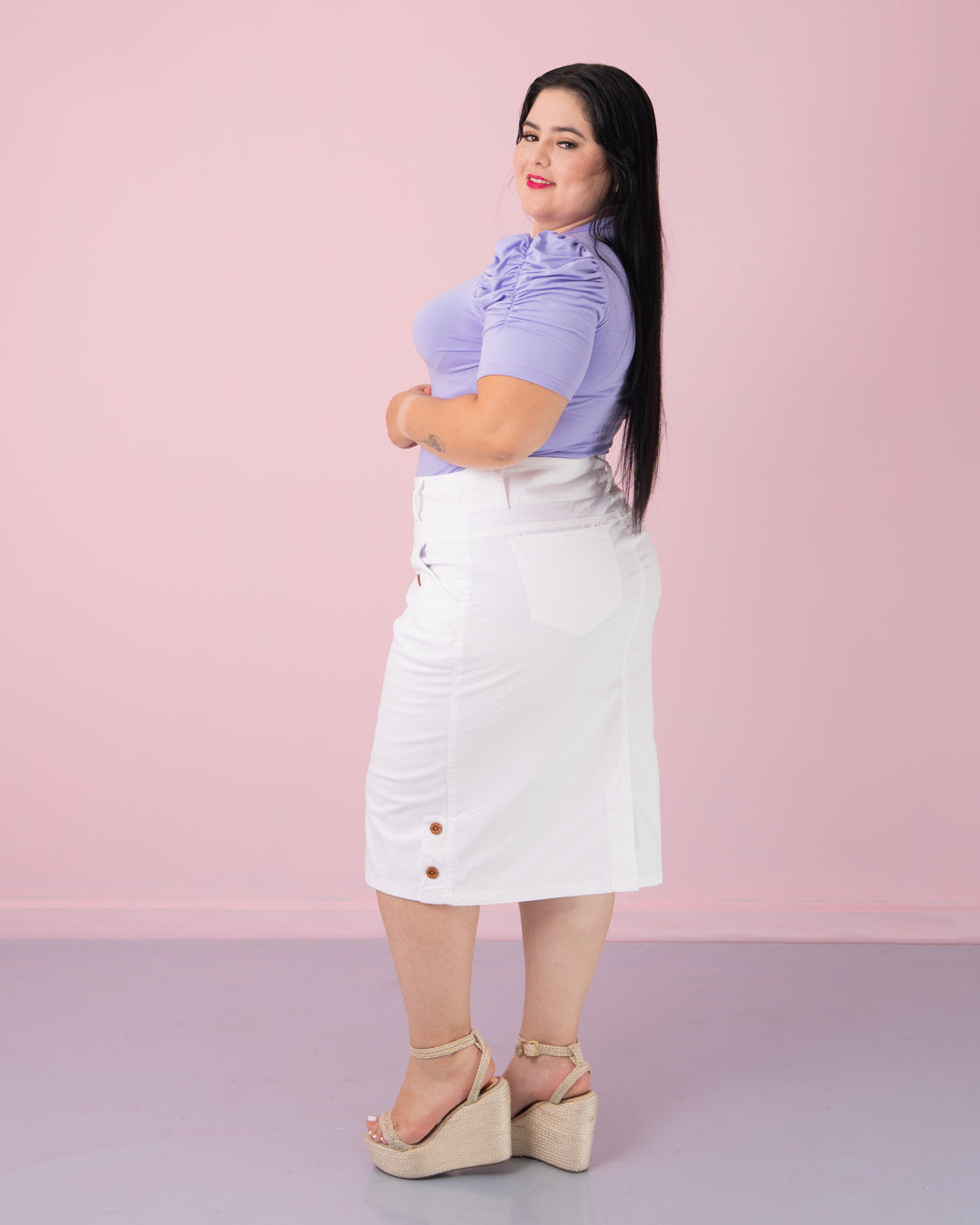 FALDA DRILL DOS BOTONES PLUS