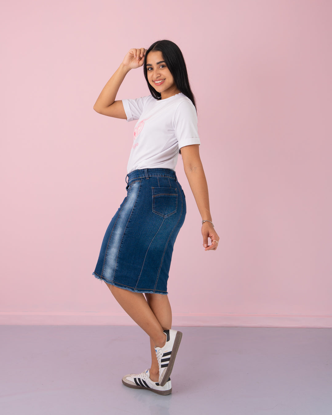 FALDA JEANS 3/4 BOTONES ADELANTE
