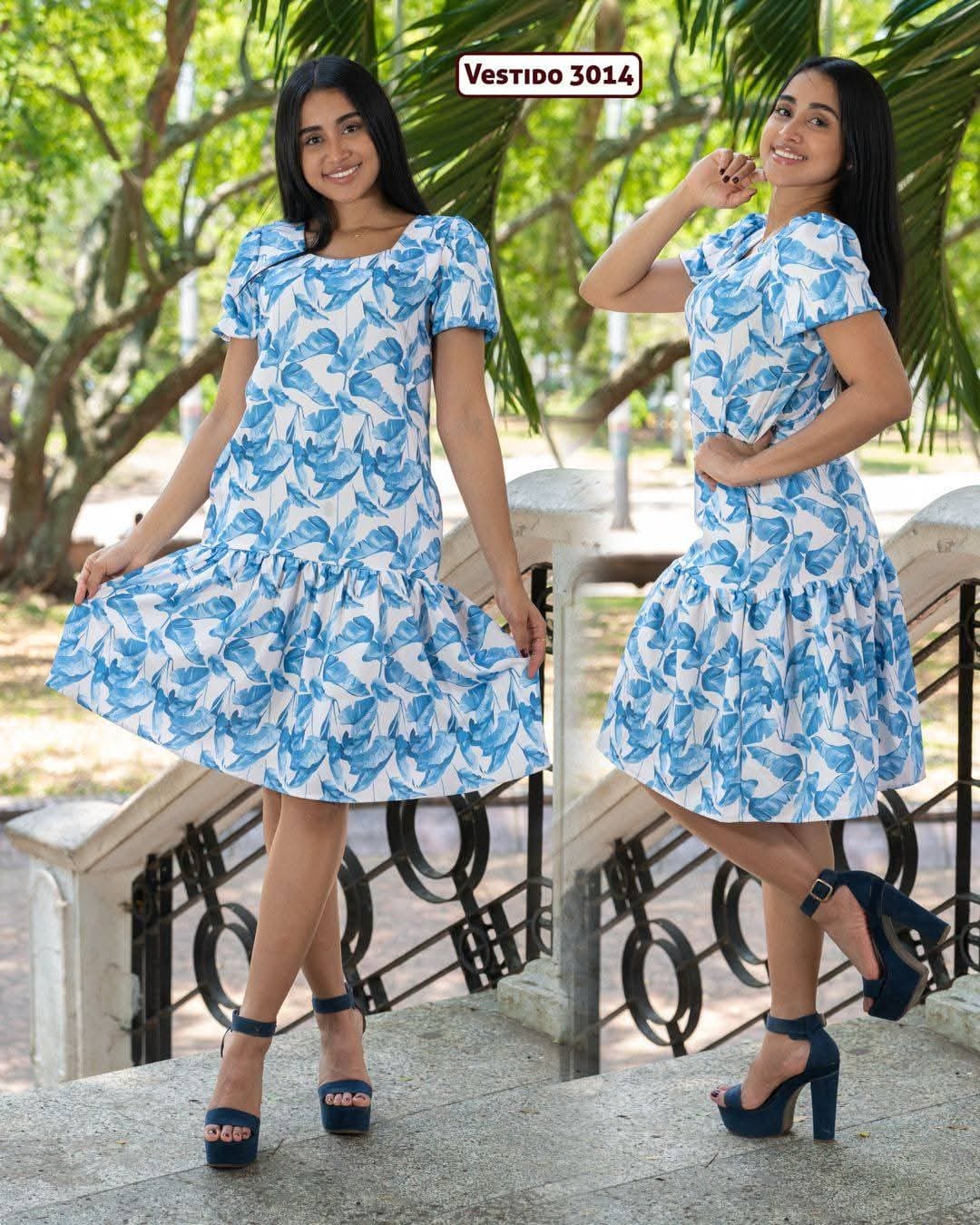 VESTIDO 3/4 ESTAMPADO TELA RAYON