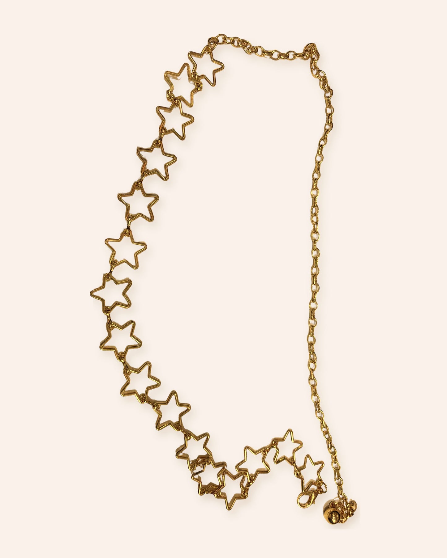 Cinturón de cadena dorada con estrellas caladas para dama, accesorio de moda modesta