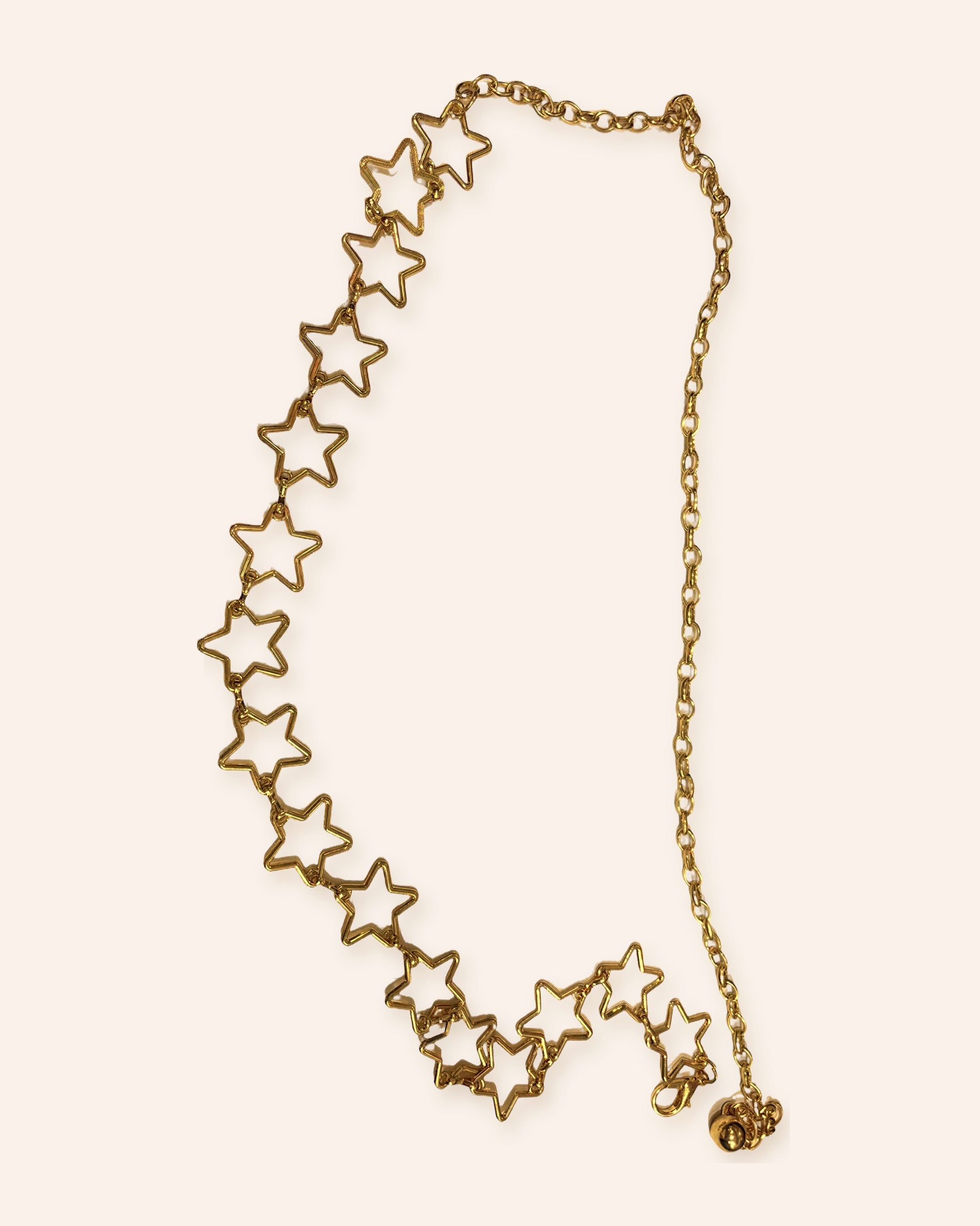 Cinturón de cadena dorada con estrellas caladas para dama, accesorio de moda modesta