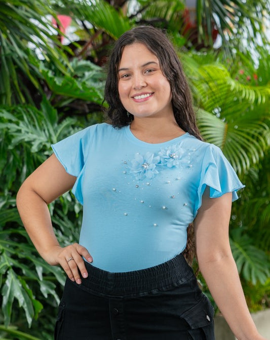 BLUSA MANGA BOLERO PERLAS