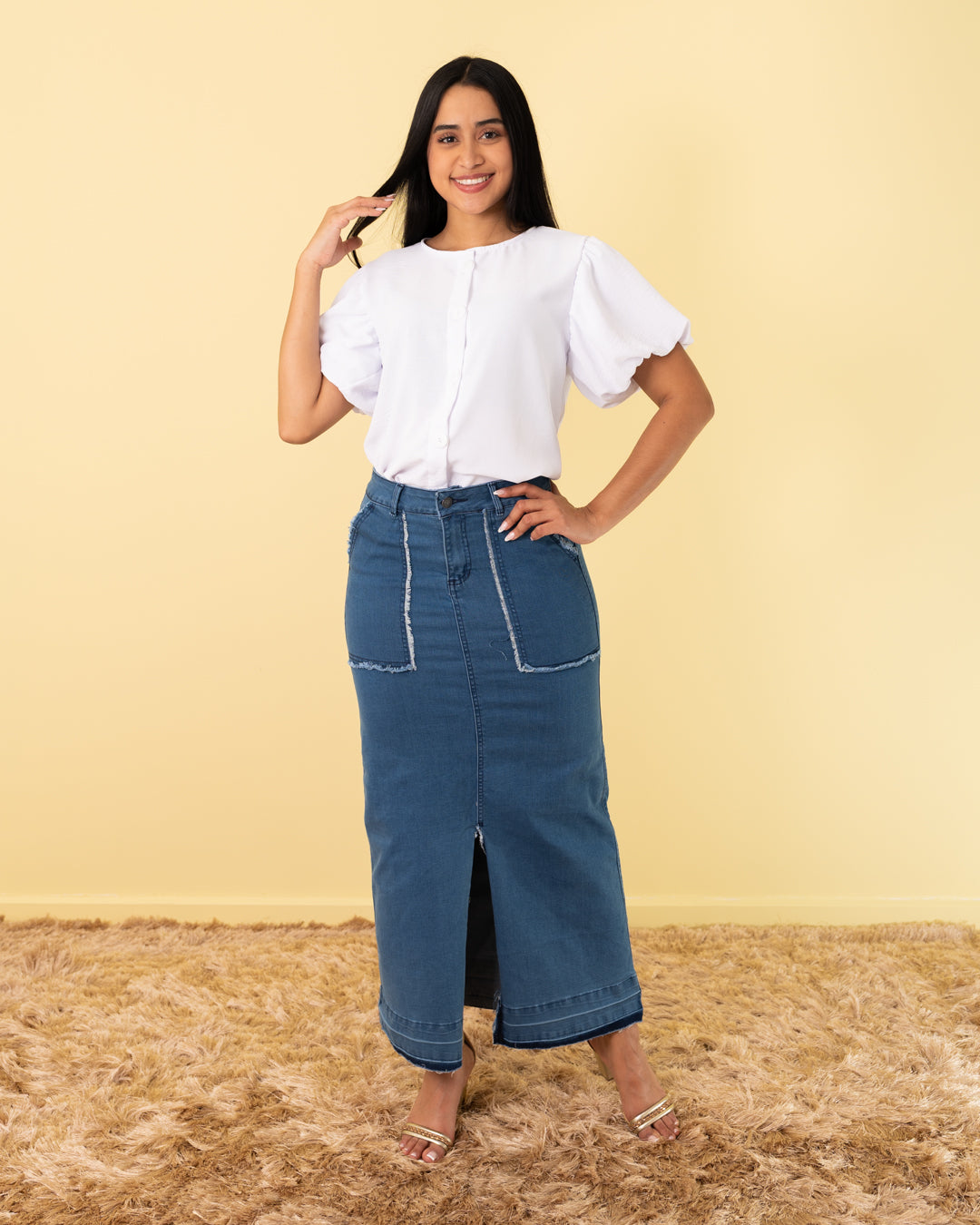 FALDA JEANS LARGA CLASICA