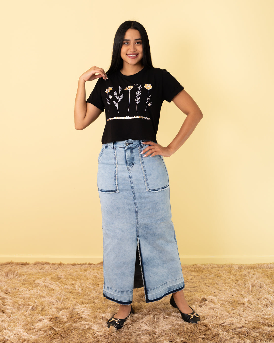 FALDA JEANS LARGA CLASICA