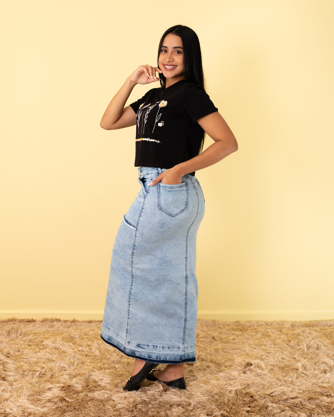 FALDA JEANS LARGA CLASICA