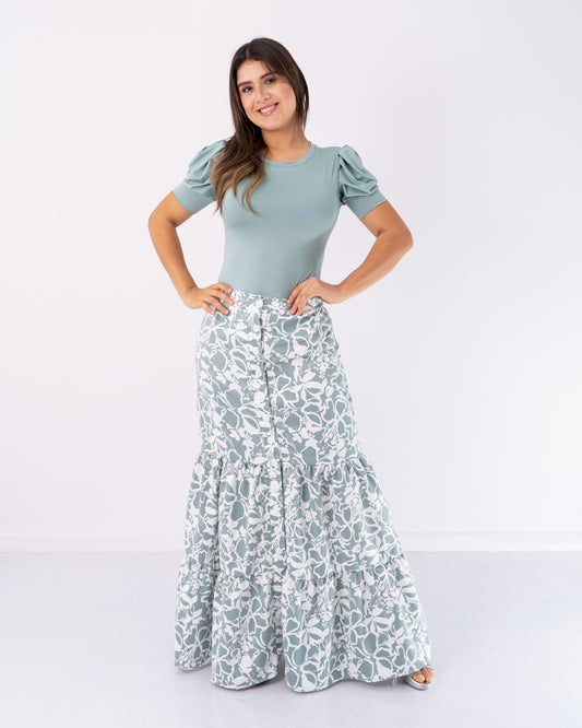 FALDA LARGA BOTONES ADELANTE ESTAMPADA