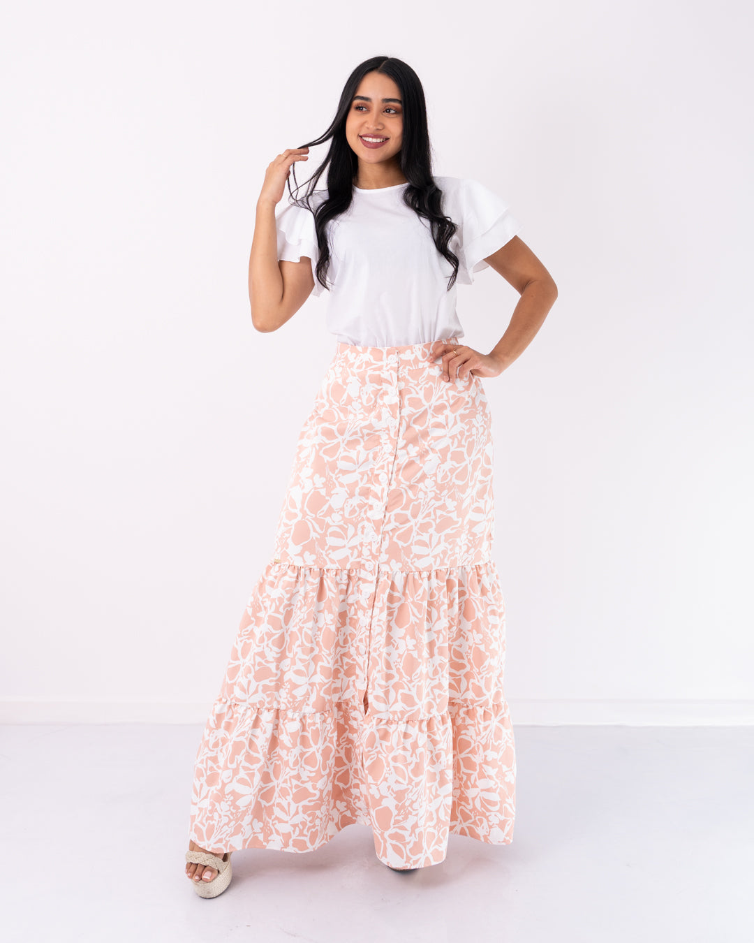 FALDA LARGA BOTONES ADELANTE ESTAMPADA