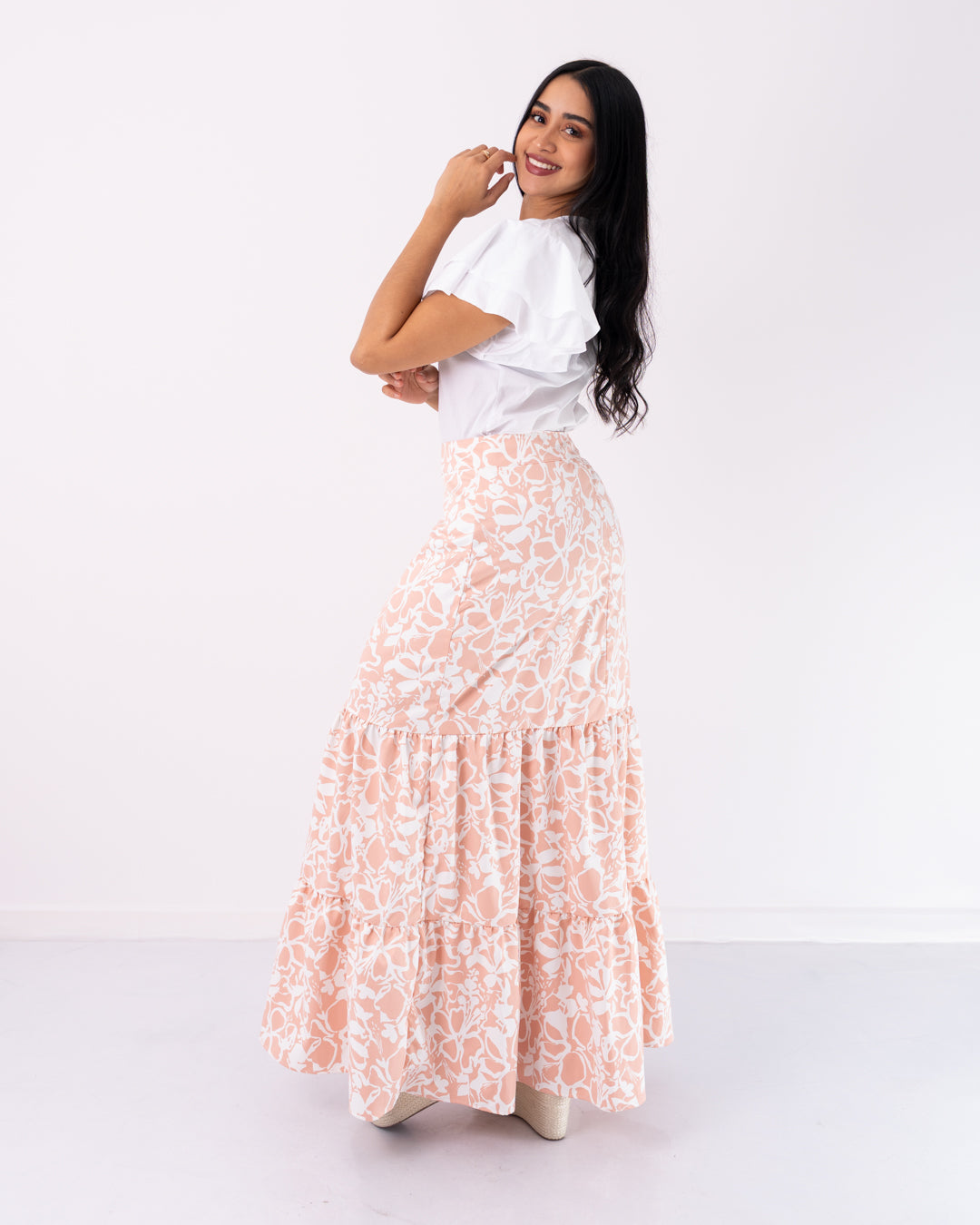 FALDA LARGA BOTONES ADELANTE ESTAMPADA