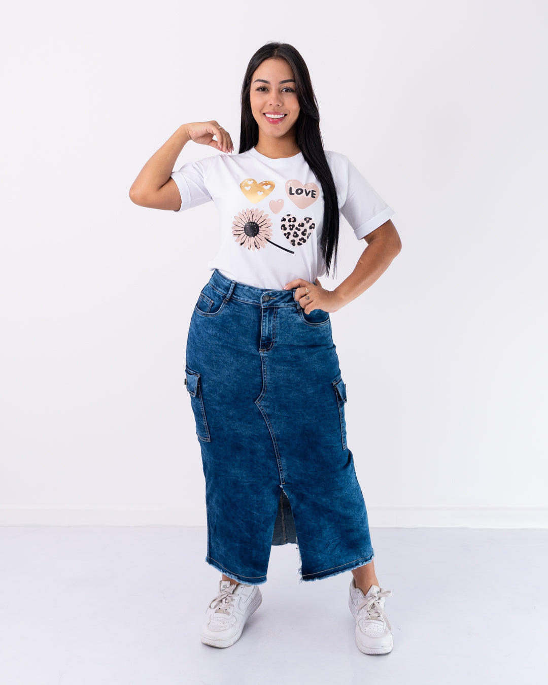 FALDA JEANS CANILLERA CAMUFLADA