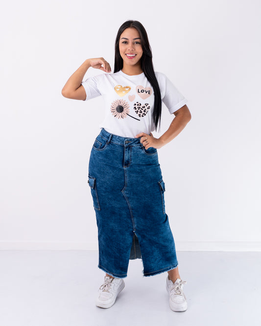 FALDA JEANS CANILLERA CAMUFLADA