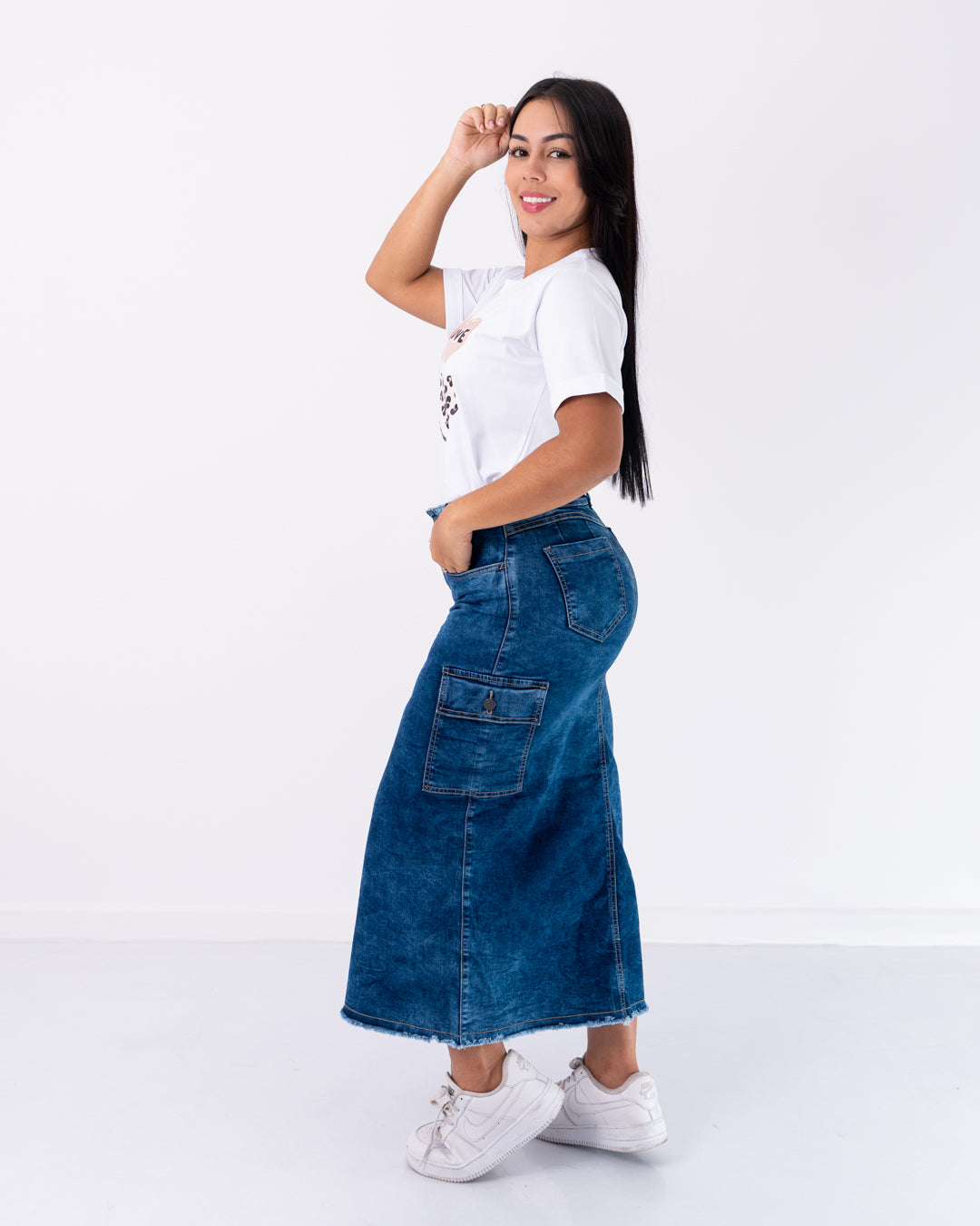 FALDA JEANS CANILLERA CAMUFLADA