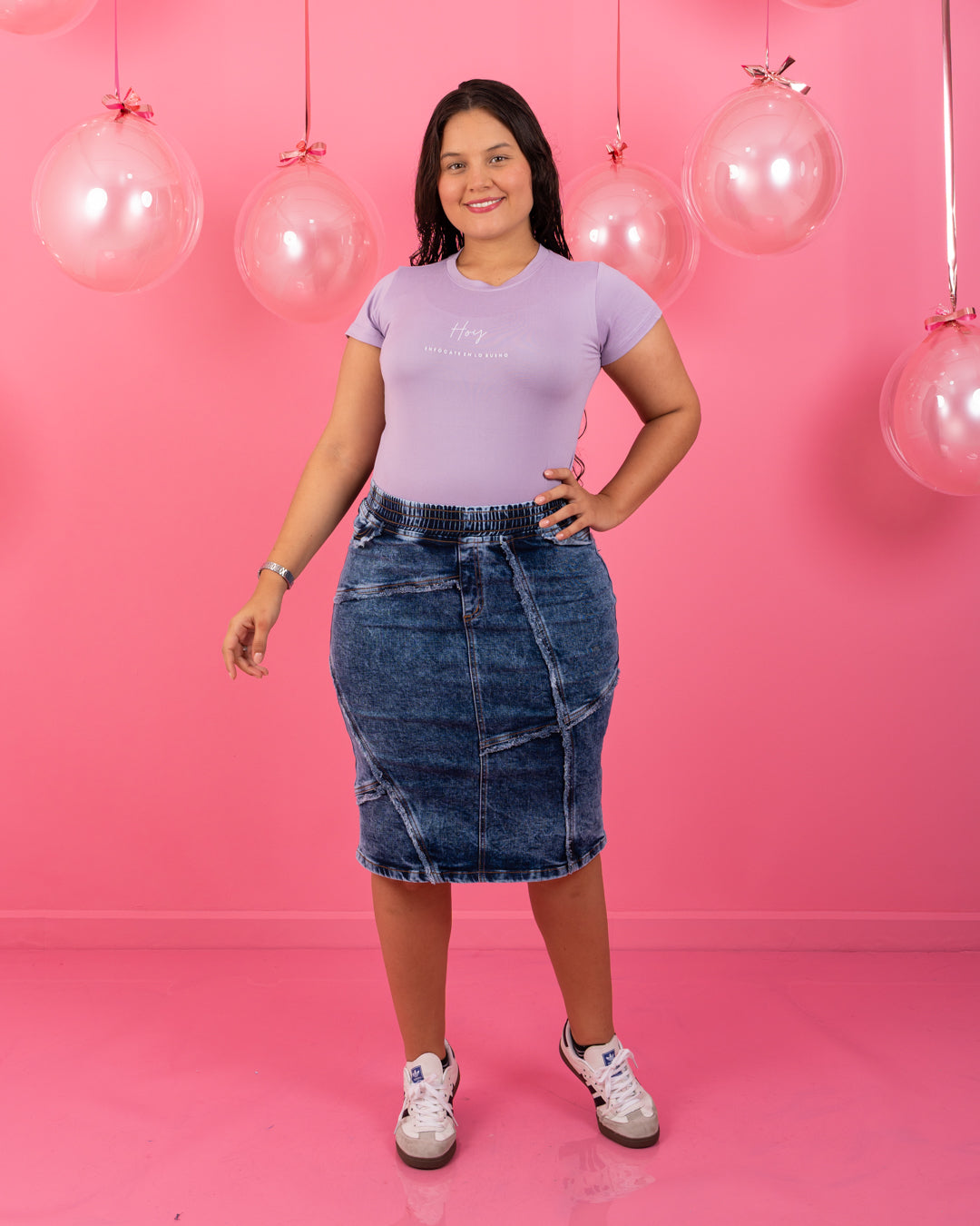 FALDA JEAN 3/4 CON RESORTE CINTURA
