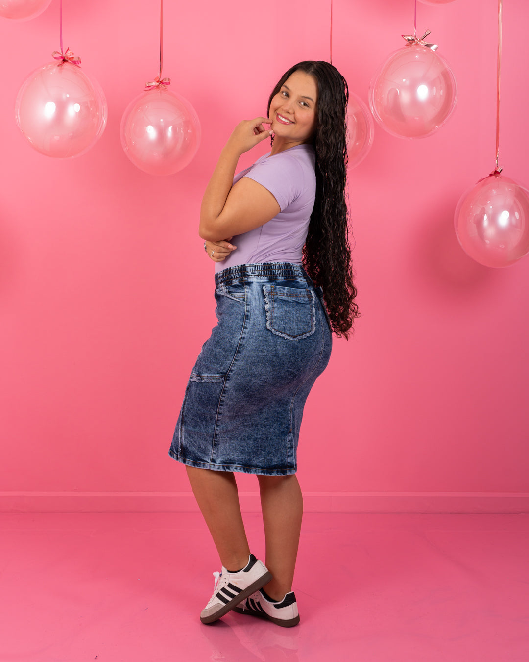 FALDA JEAN 3/4 CON RESORTE CINTURA