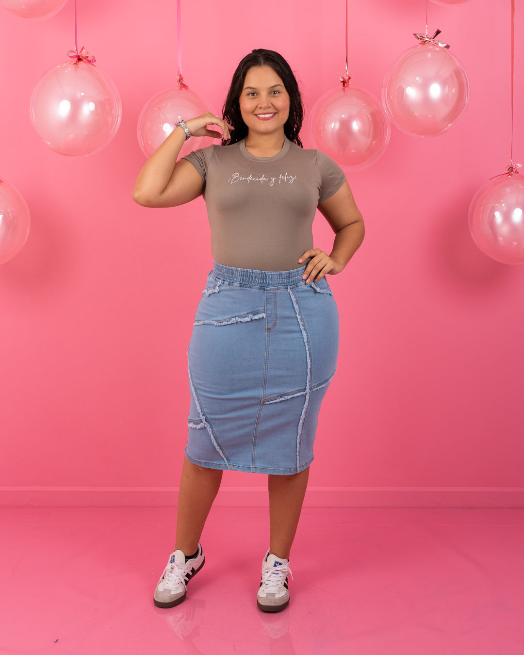 FALDA JEAN 3/4 CON RESORTE CINTURA