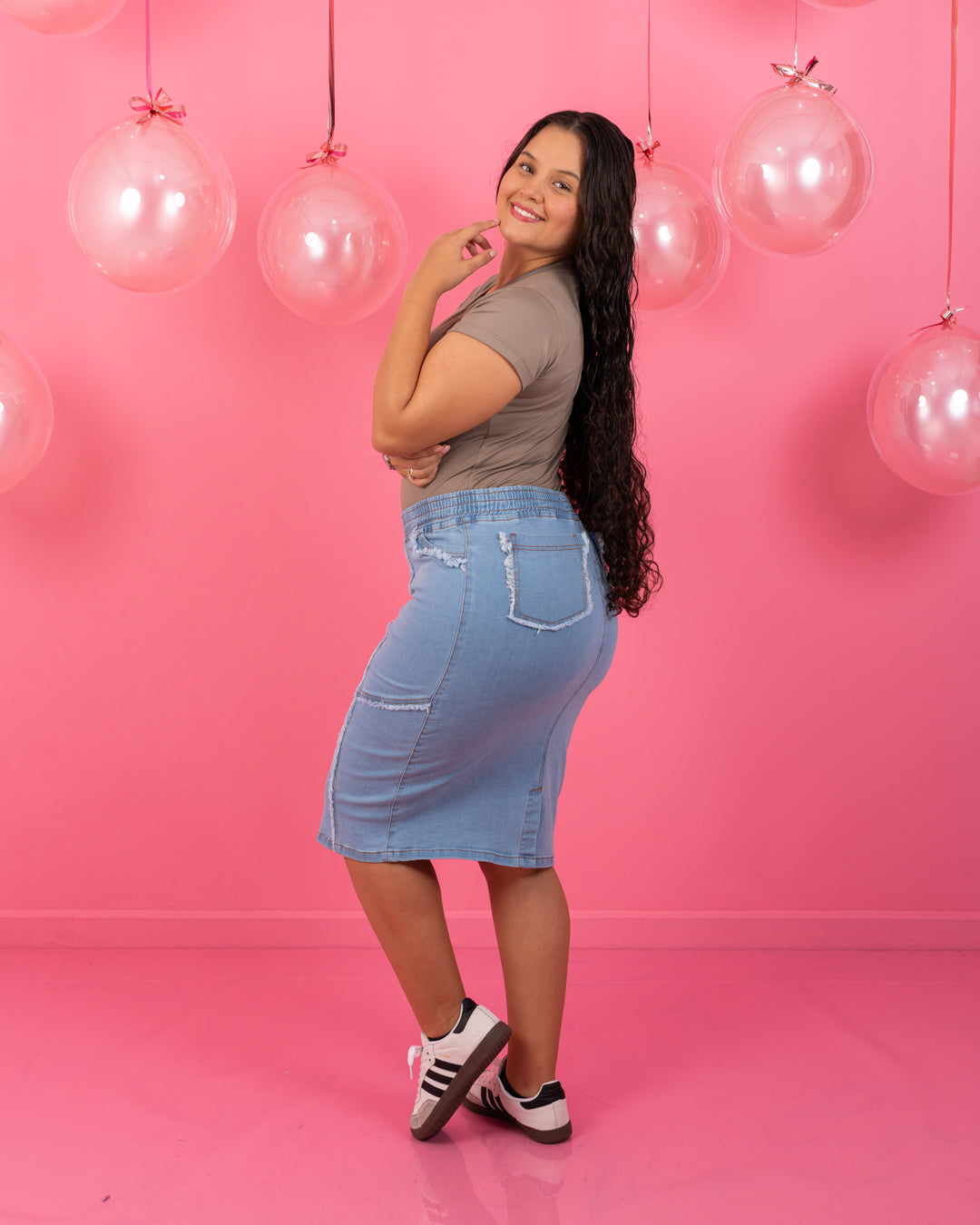 FALDA JEAN 3/4 CON RESORTE CINTURA