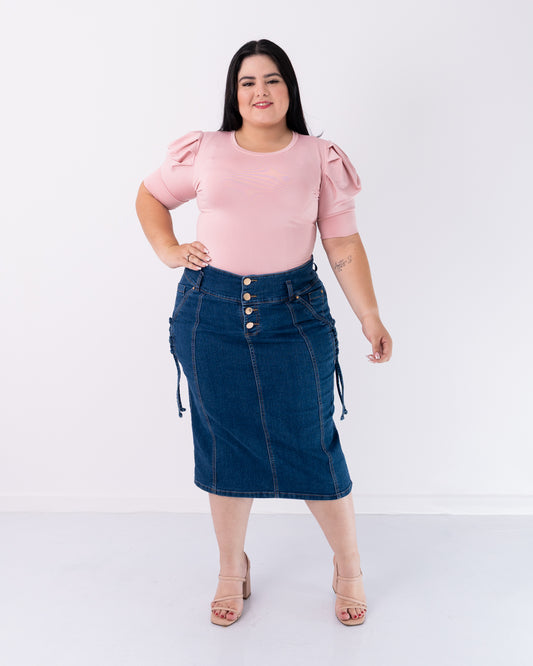 FALDA JEANS 3/4 TRENZA AL LADO PLUS