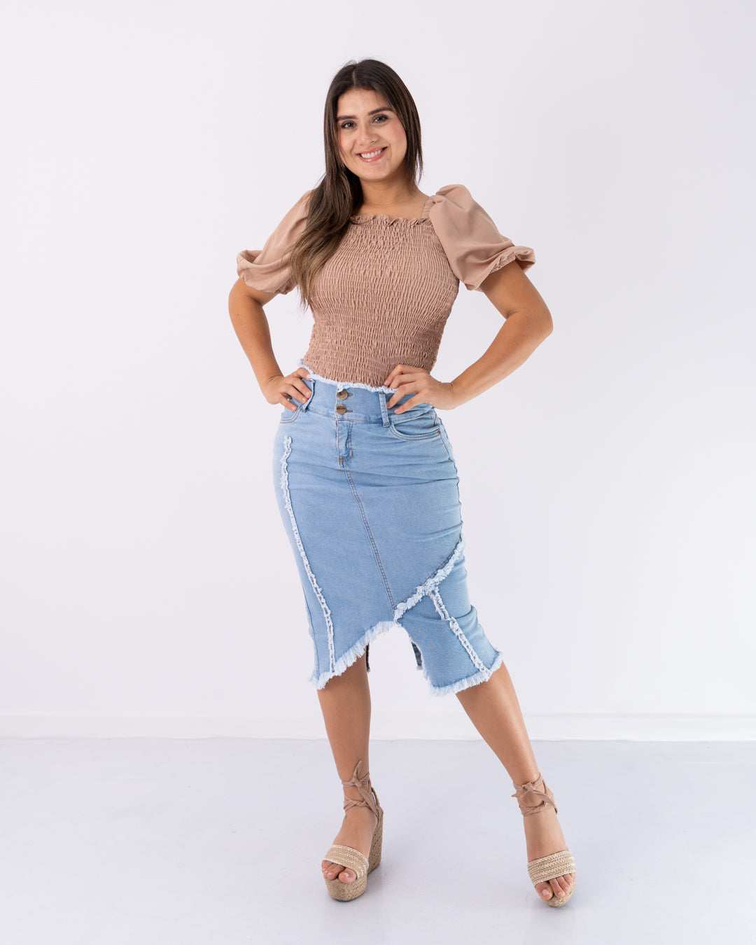 FALDA JEANS 3/4 CORTE ADELANTE