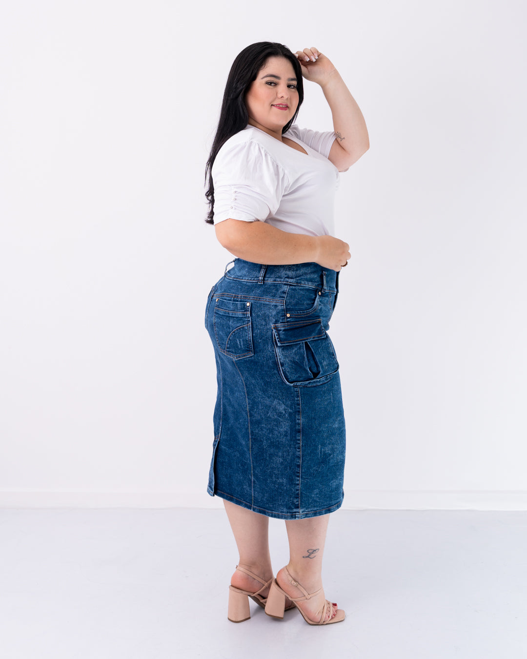 FALDA JEANS 3/4 CAMUFLADA PLUS