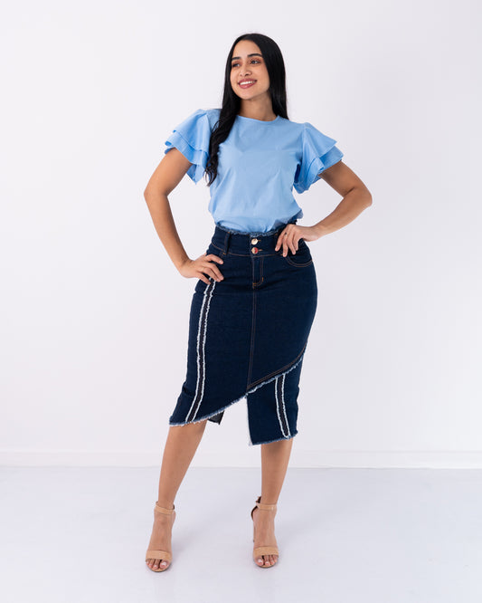 FALDA JEANS 3/4 CORTE ADELANTE