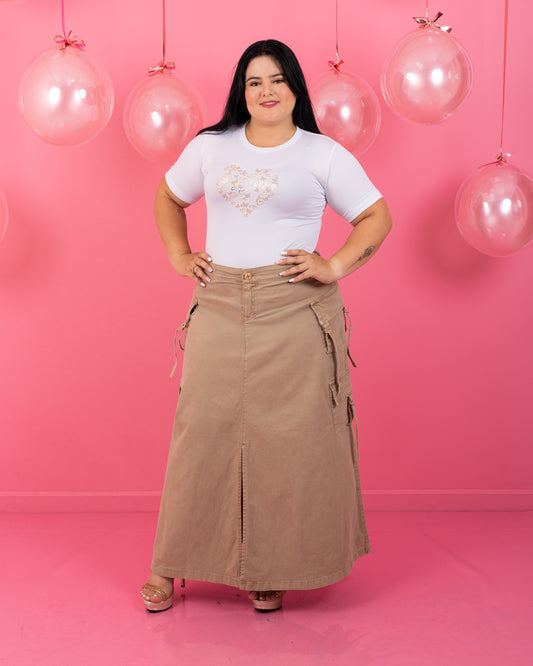 FALDA LARGA DRILL CORTE A