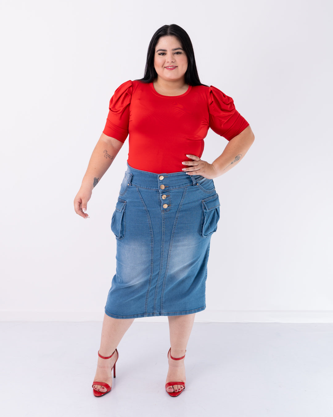 FALDA JEANS 3/4 CAMUFLADA PLUS