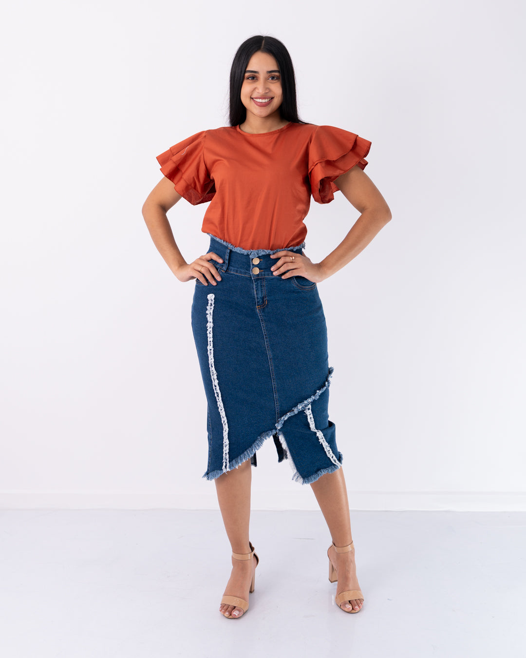 FALDA JEANS 3/4 CORTE ADELANTE