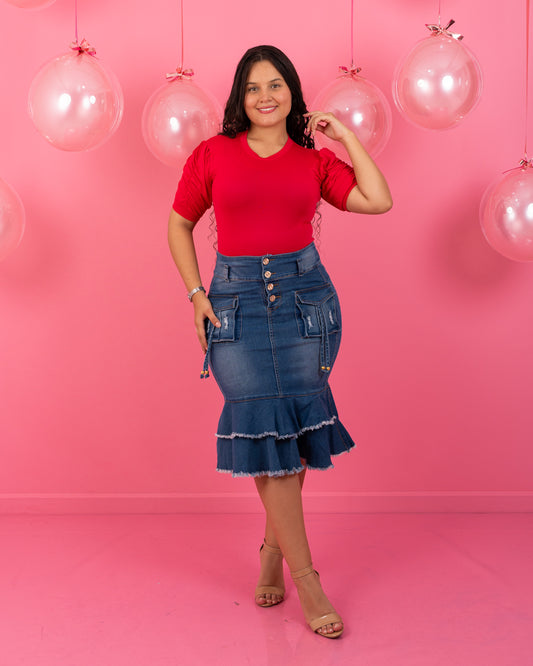 FALDA JEAN 3/4 PRETINA ANCHA 2 BOLERO