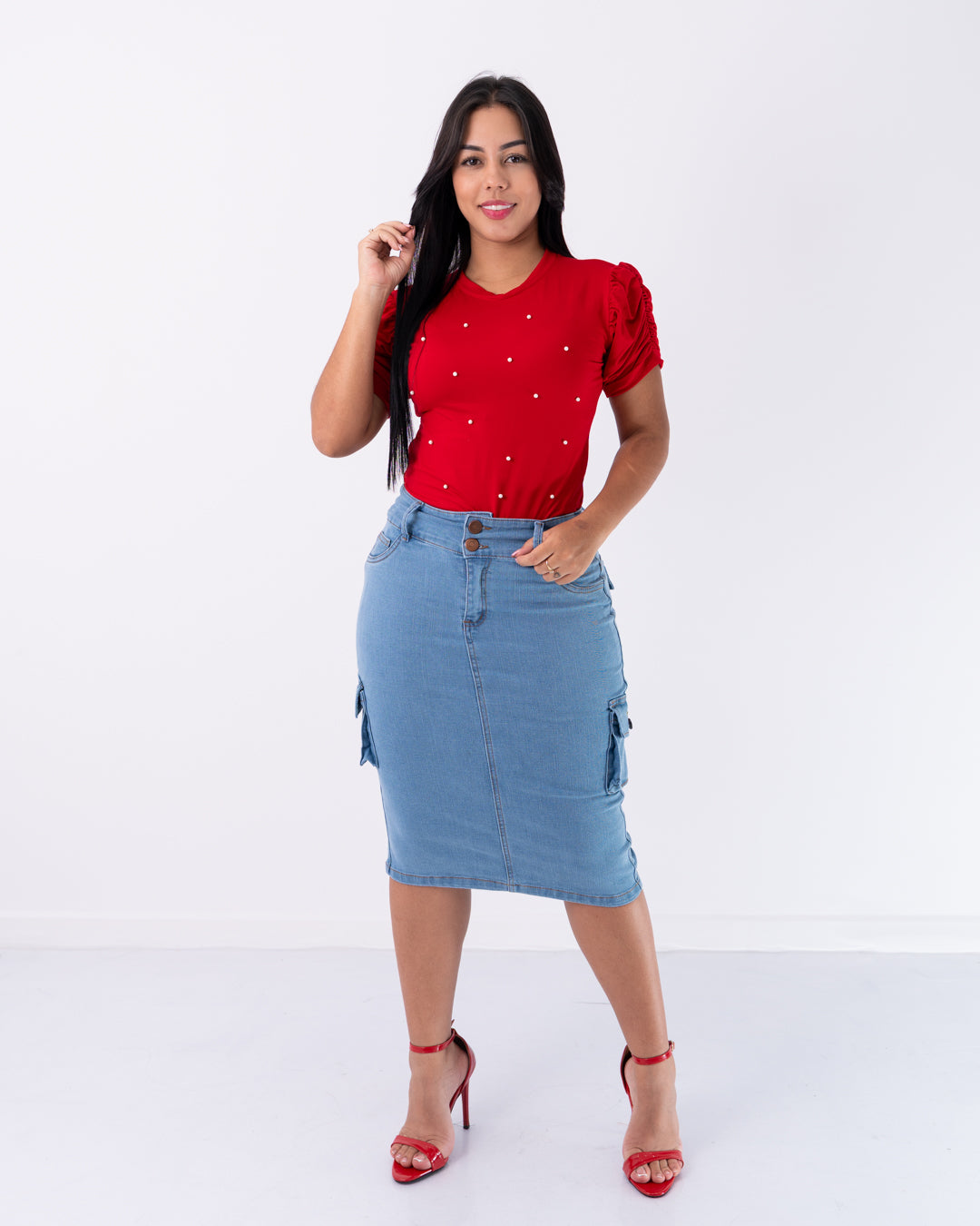 FALDA JEANS 3/4 CARGO