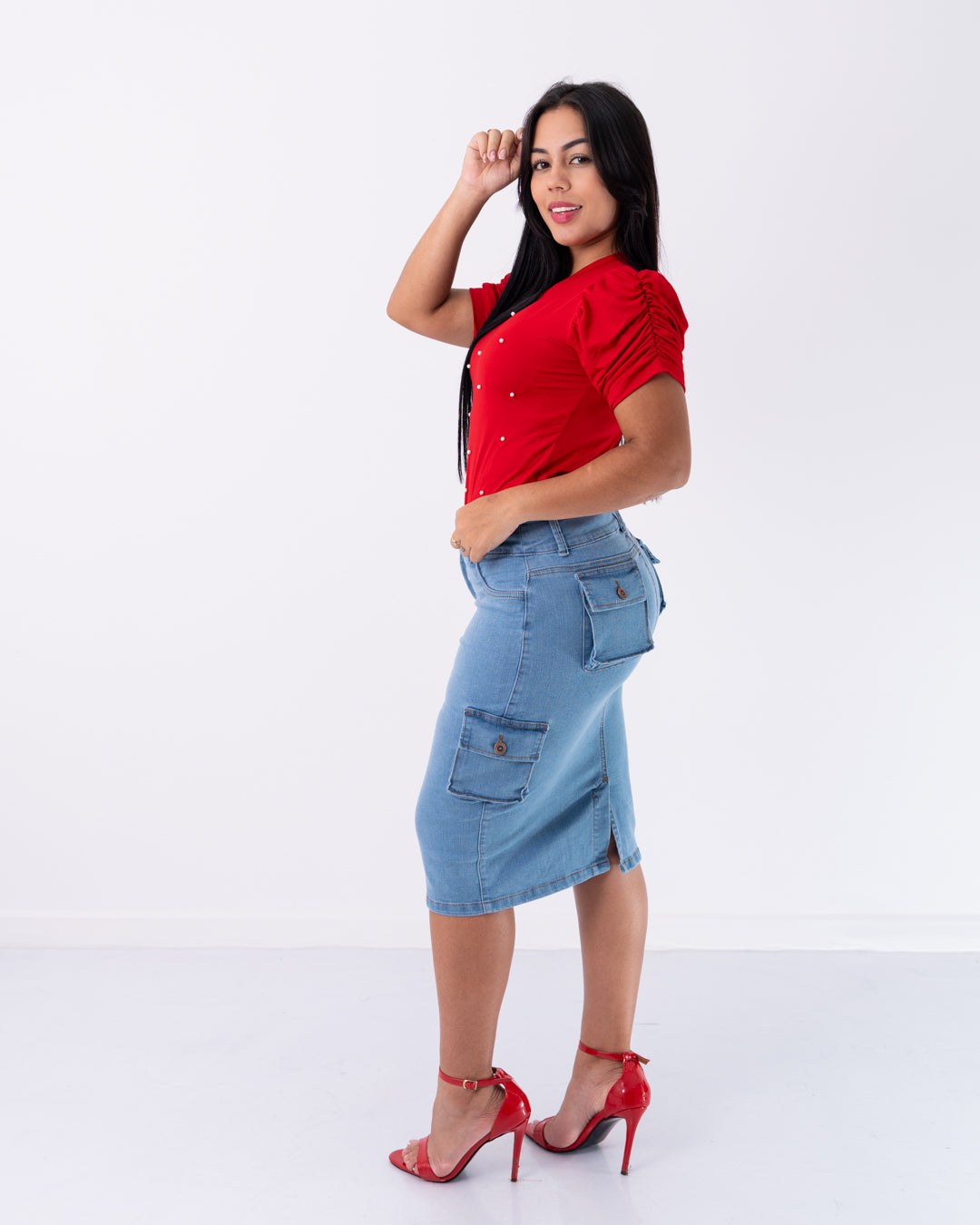 FALDA JEANS 3/4 CARGO