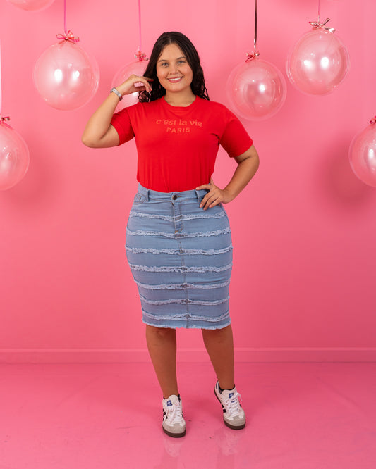 FALDA JEAN 3/4 DESMECHADA
