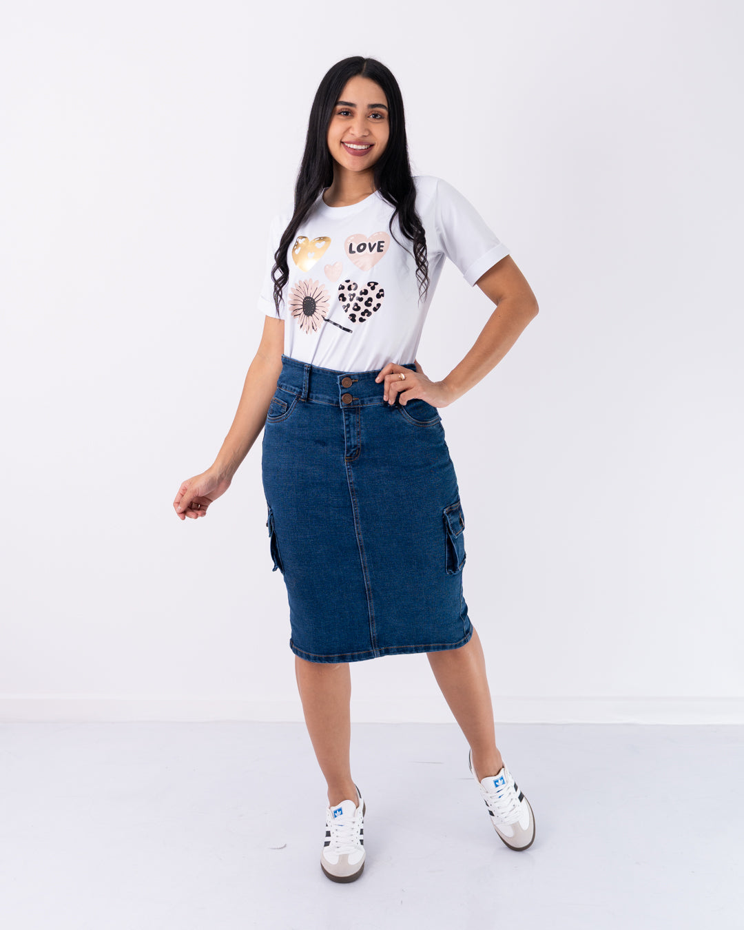 FALDA JEANS 3/4 CARGO