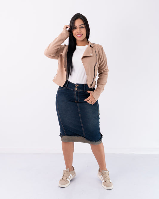 CHAQUETA MANGA LARGA TELA GAMUZA