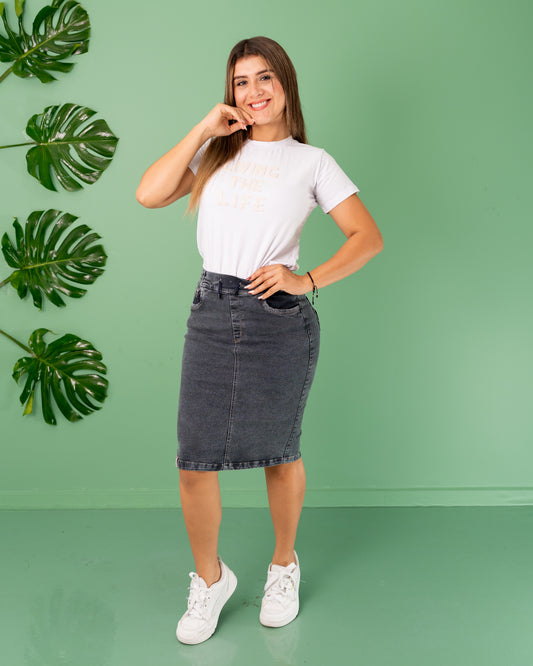 FALDA JEANS 3/4 ENRESORTADA CLASICA