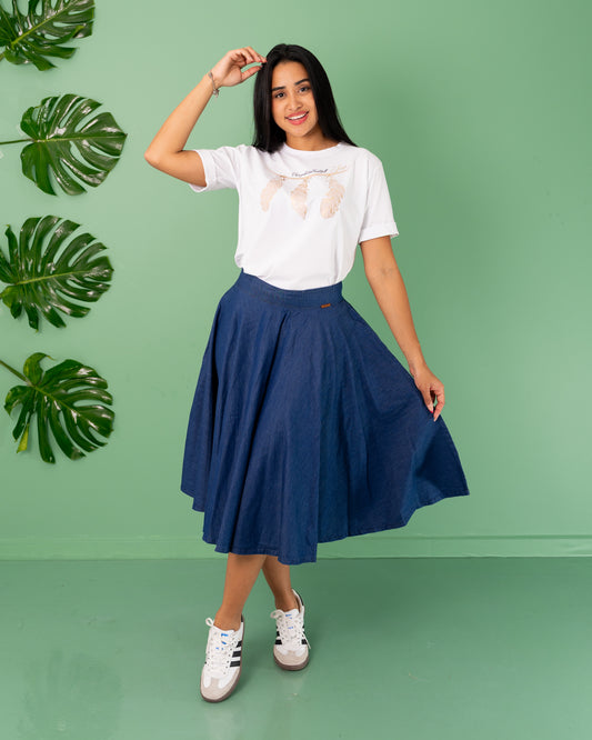 FALDA ROTONDA 3/4 TELA CHAMBRAY