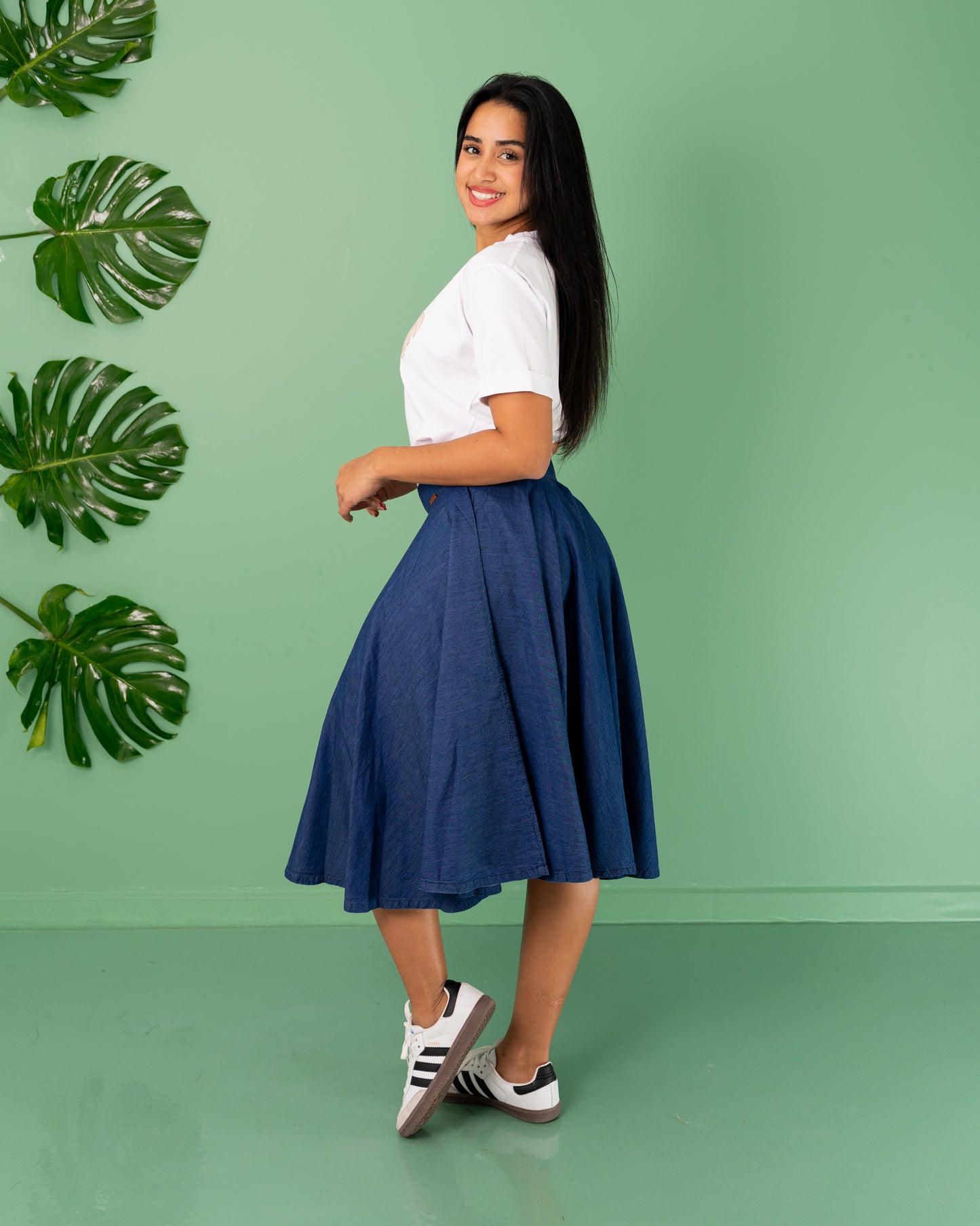 FALDA ROTONDA 3/4 TELA CHAMBRAY