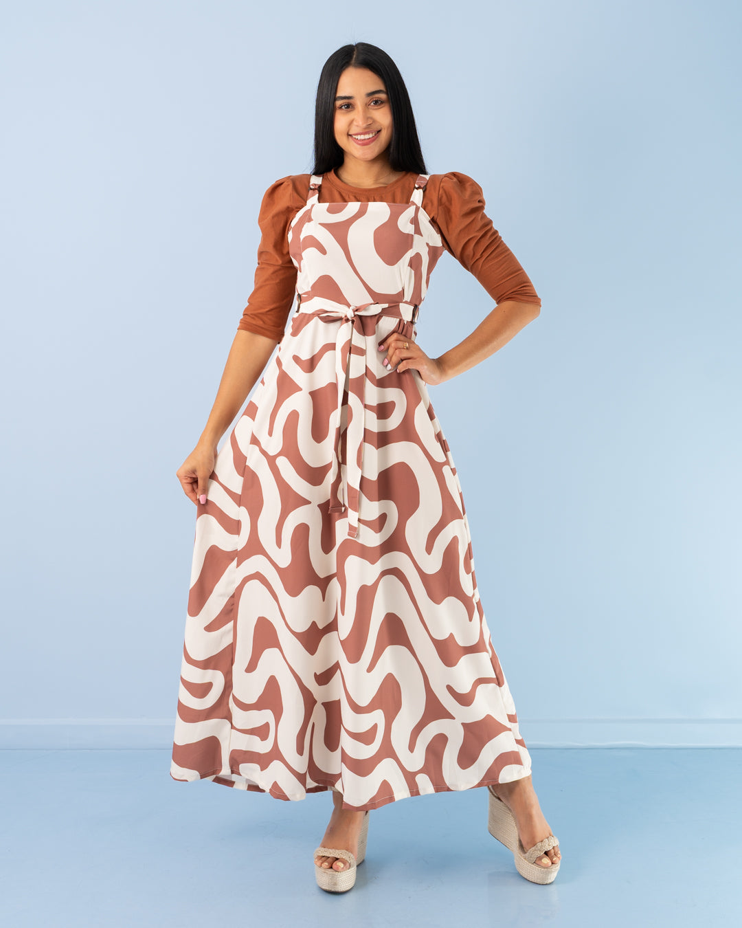 VESTIDO LARGO TIRAS ESTAMPADO