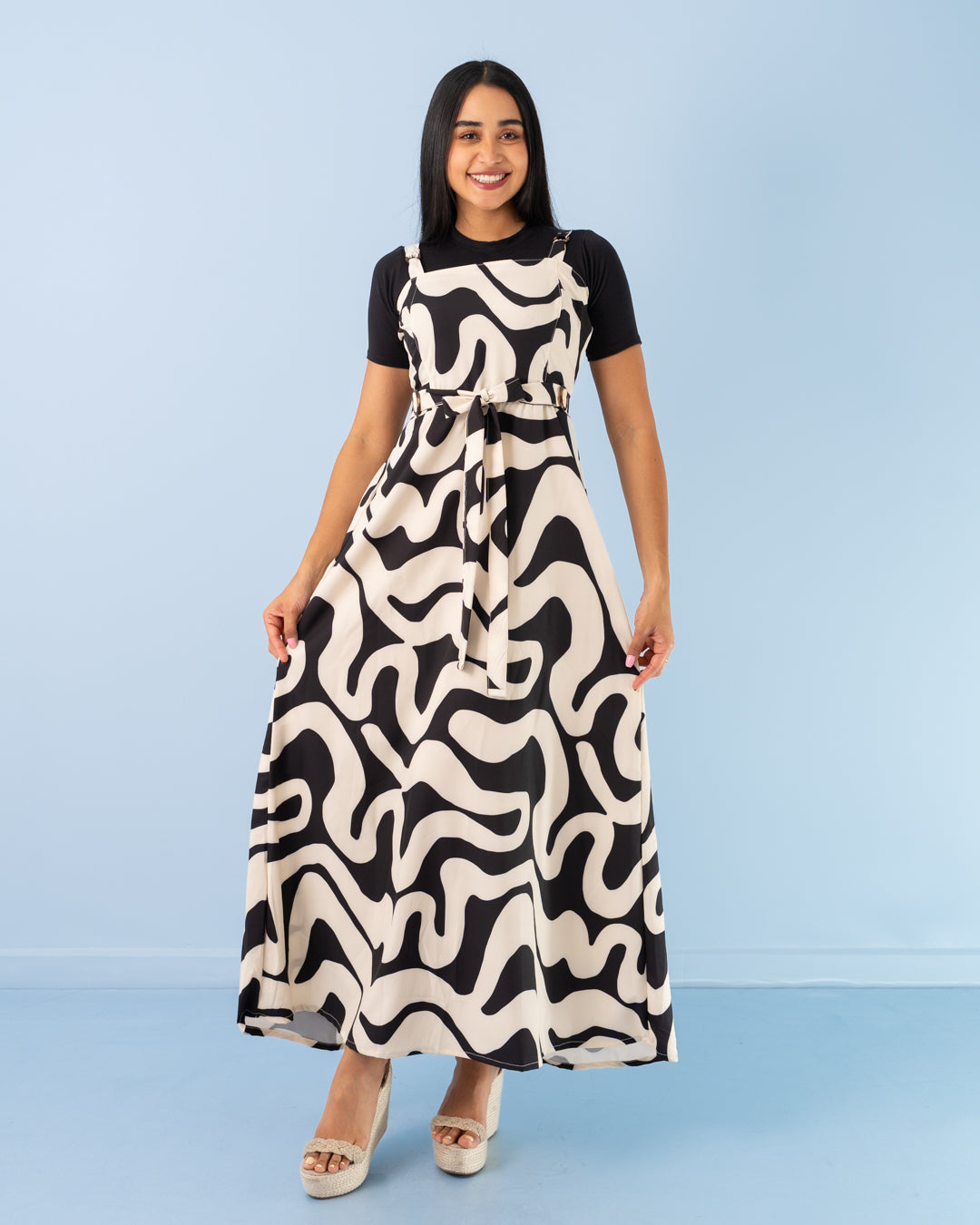 VESTIDO LARGO TIRAS ESTAMPADO
