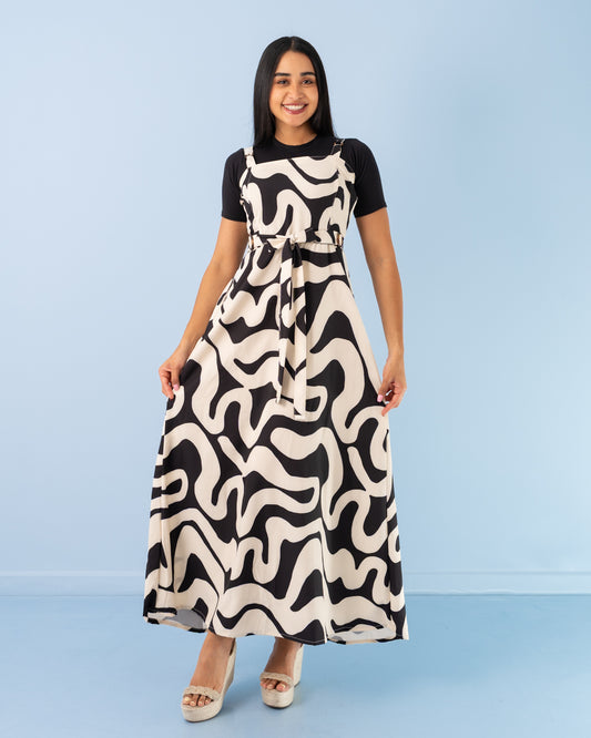 VESTIDO LARGO TIRAS ESTAMPADO