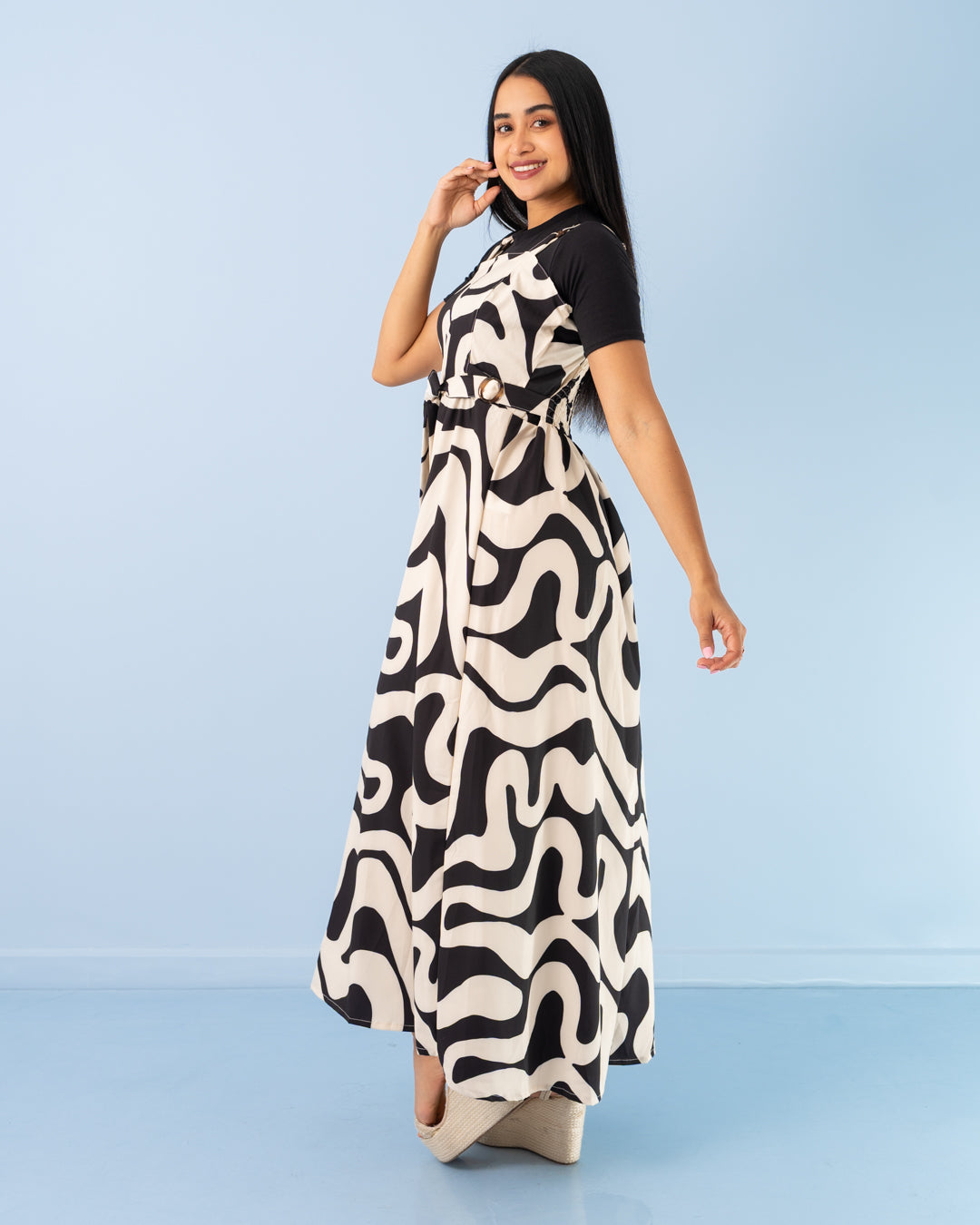 VESTIDO LARGO TIRAS ESTAMPADO