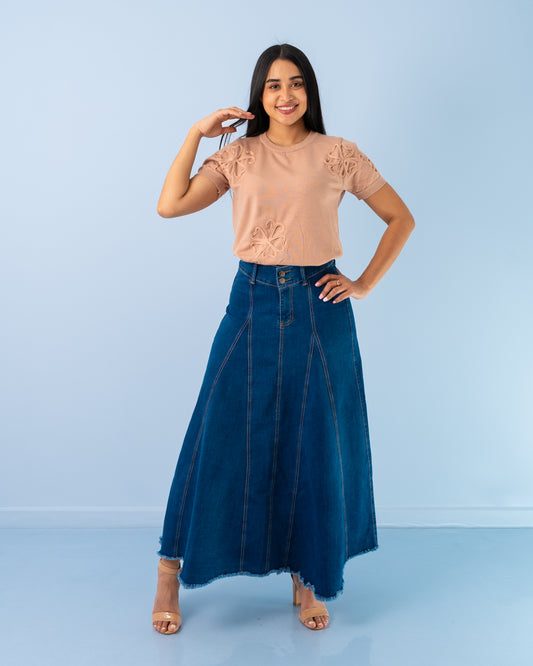 FALDA JEANS LARGA NESGAS