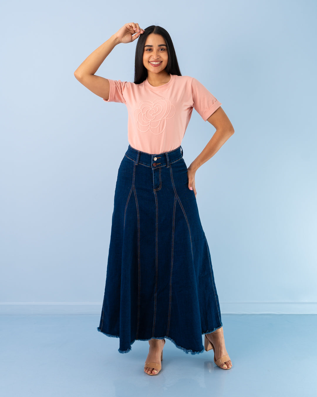 FALDA JEANS LARGA NESGAS